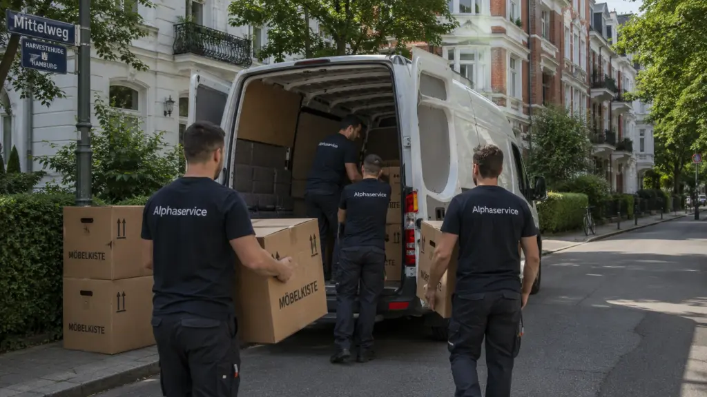 Alphaservice Mitarbeitende räumen ein. 